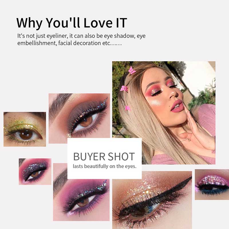 Cosmétique flash lumineux coloré Cosmétiques durables Eye-liner paillettes durables